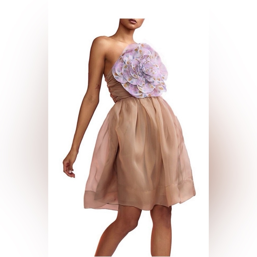 Cynthia Rowley NWT Camel Floral Strapless Mini Dress **Size 6** 🌸🌸
